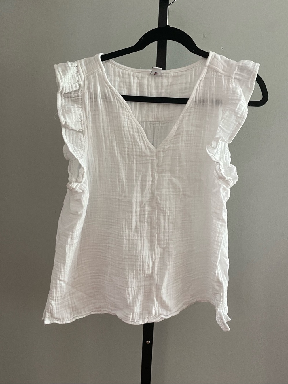 Old Navy White Gauzy Cotton Ruffle Sleeve Blouse Size Large